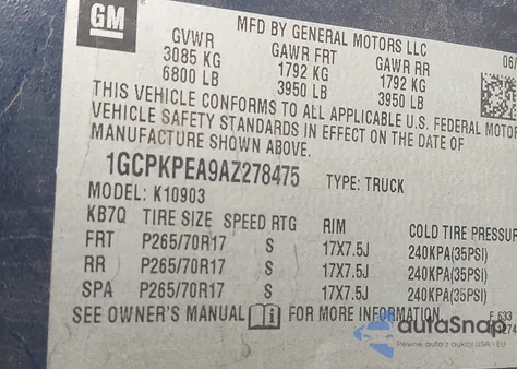 2010 Chevrolet Silverado 1500 Work Truck from USA, damaged, VIN 1GCPKPEA9AZ278475